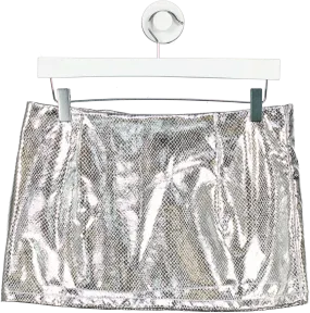 PrettyLittleThing Metallic Textured Faux Leather Low Rise Micro Mini Skirt UK 8