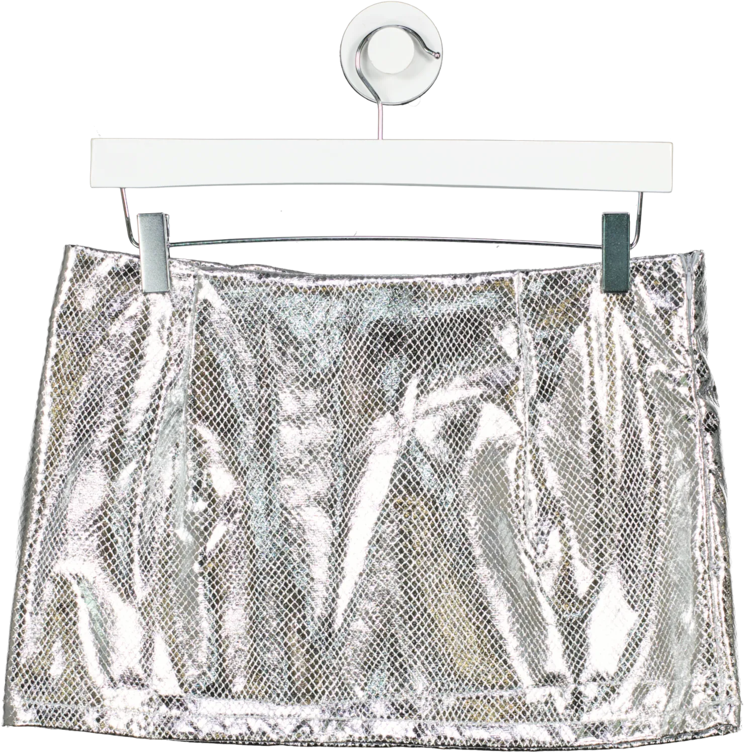 PrettyLittleThing Metallic Textured Faux Leather Low Rise Micro Mini Skirt UK 8