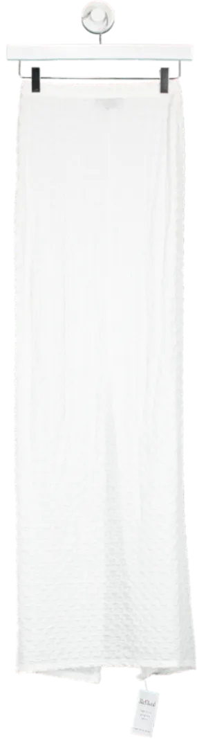 PrettyLittleThing White Back Slit Maxi Skirt UK 4