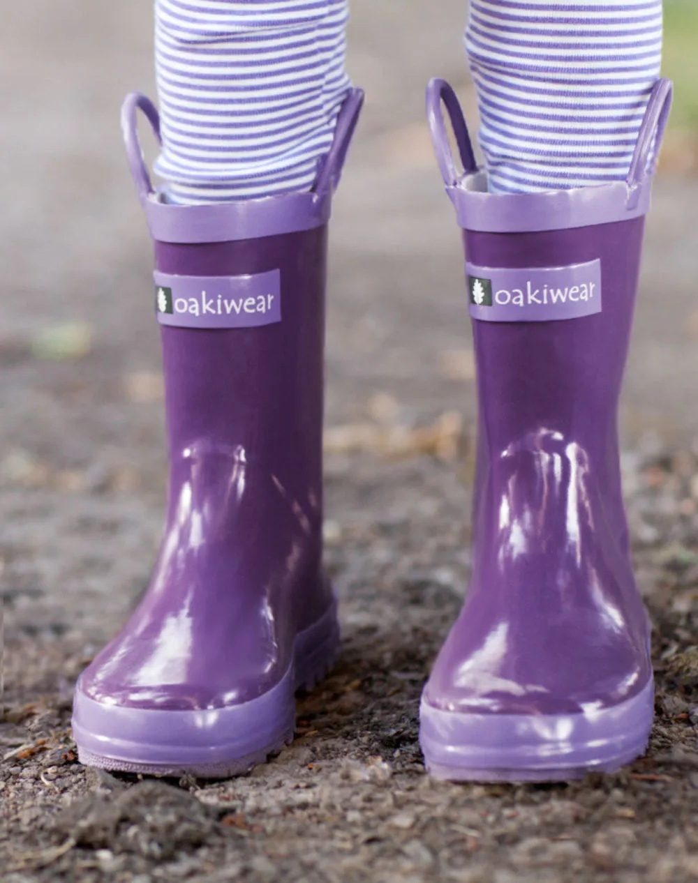 Purple Orchid Loop Handle Rubber Rain Boots