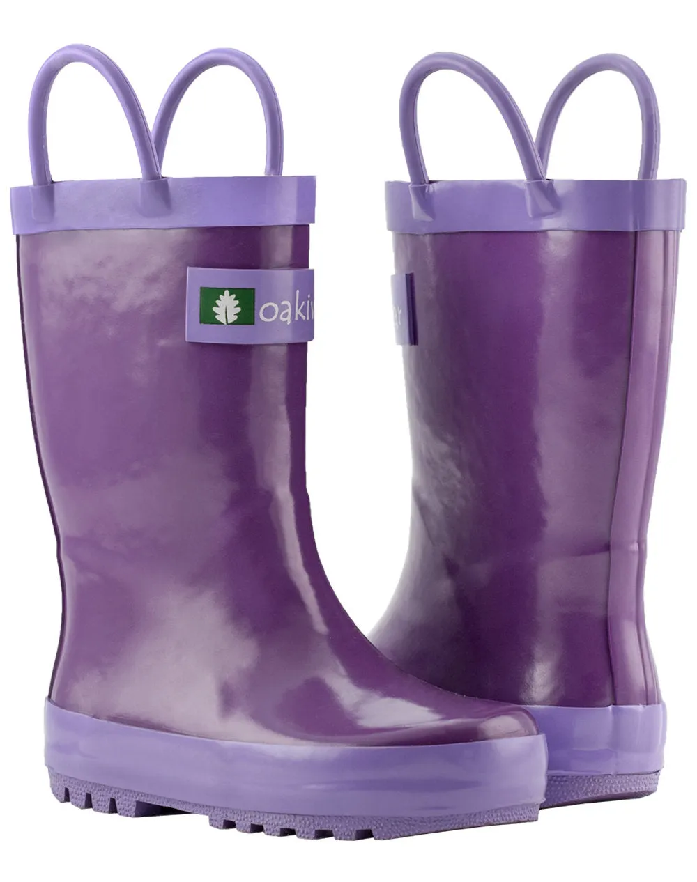 Purple Orchid Loop Handle Rubber Rain Boots