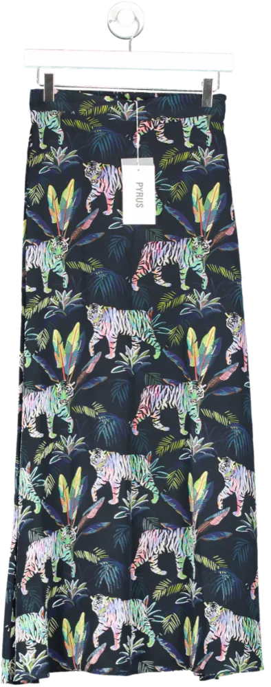 PYRUS Multicoloured Tigers Night Printed Skirt UK S