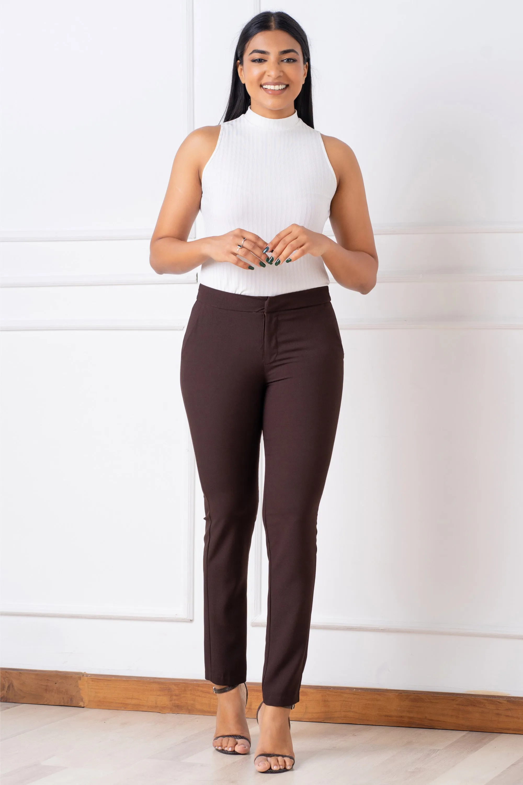 Regular Waist Slim Cut Pant - Slim Fit