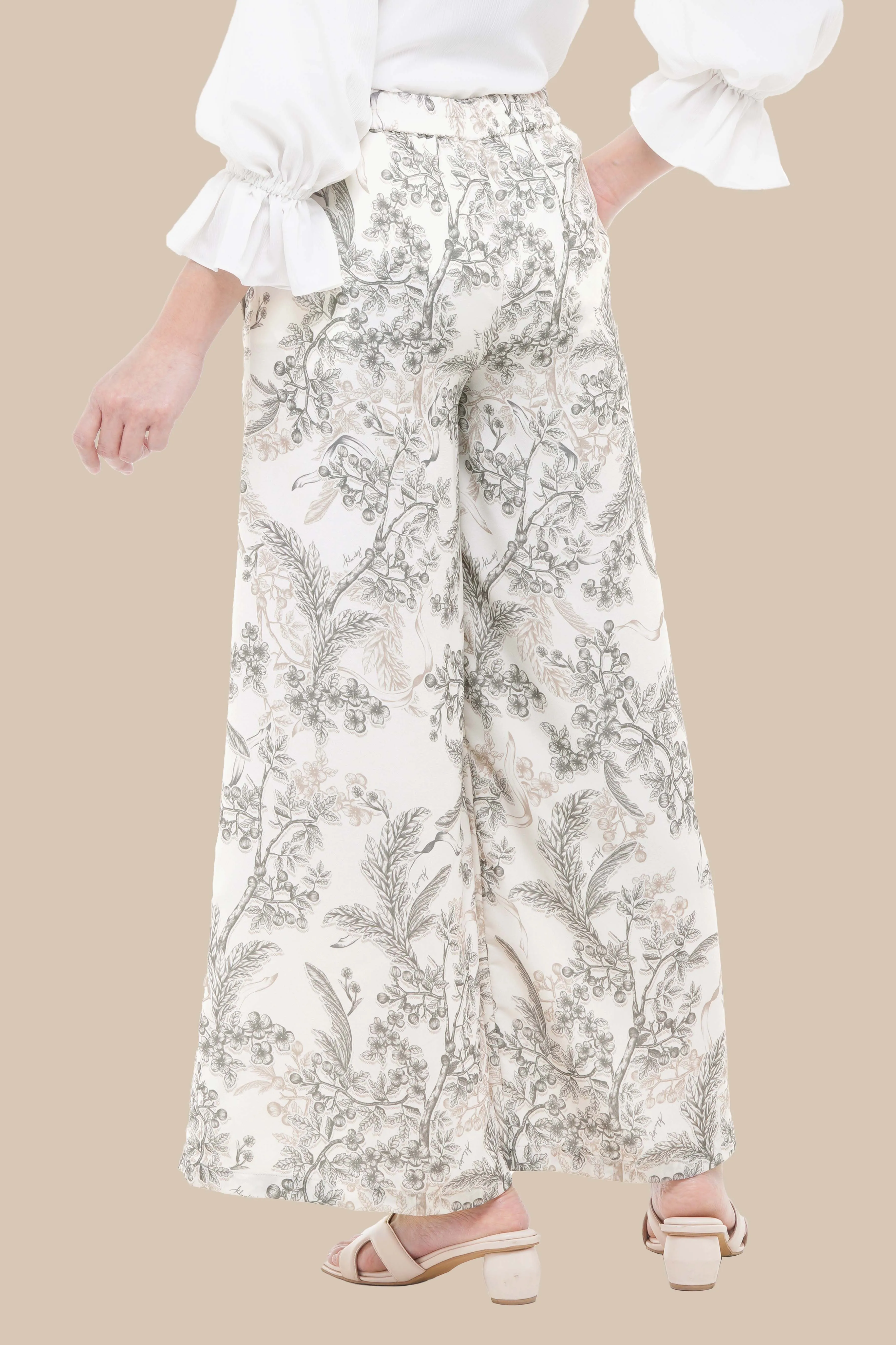 Ruby Wide Pants White Marble