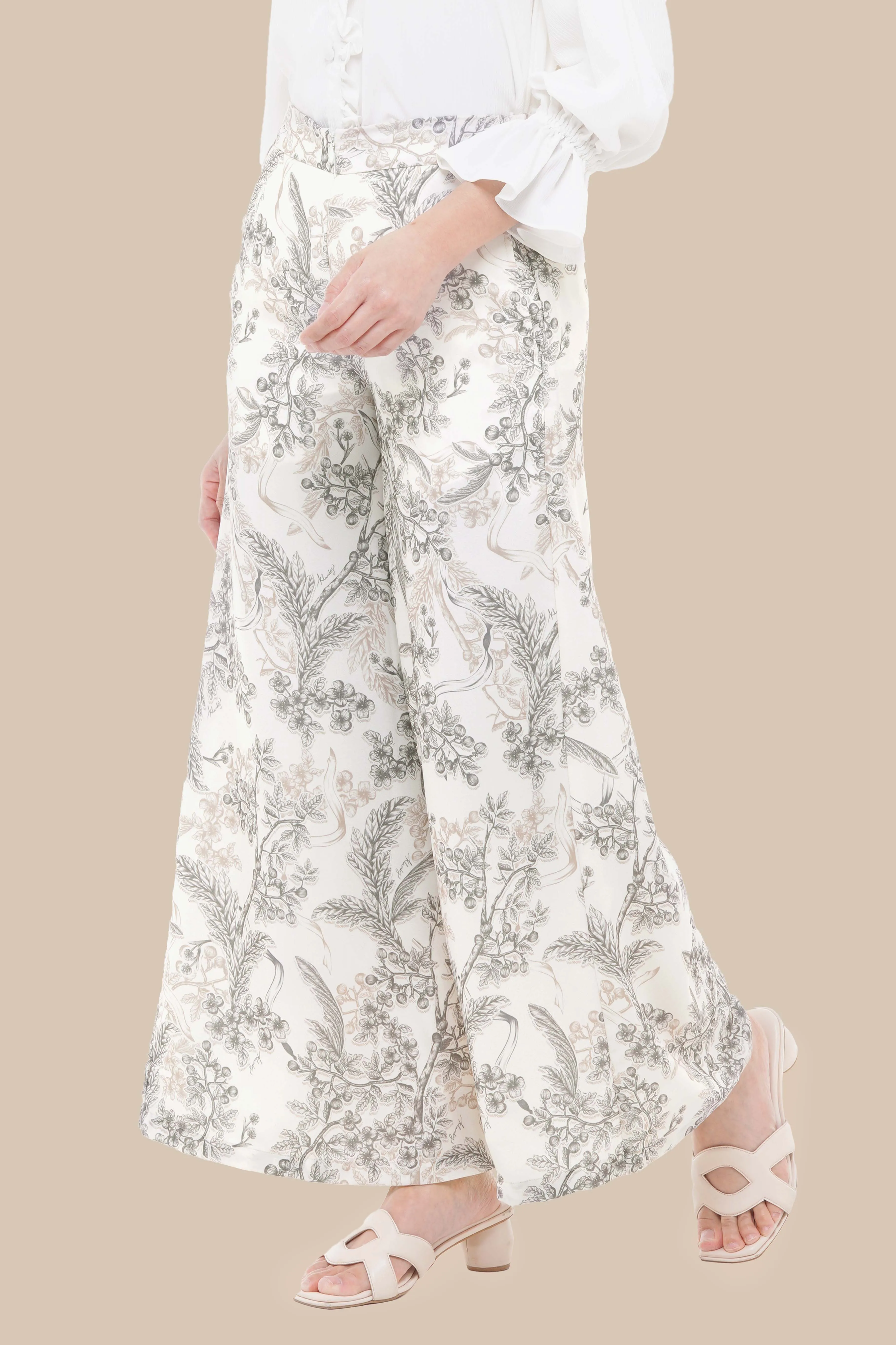 Ruby Wide Pants White Marble