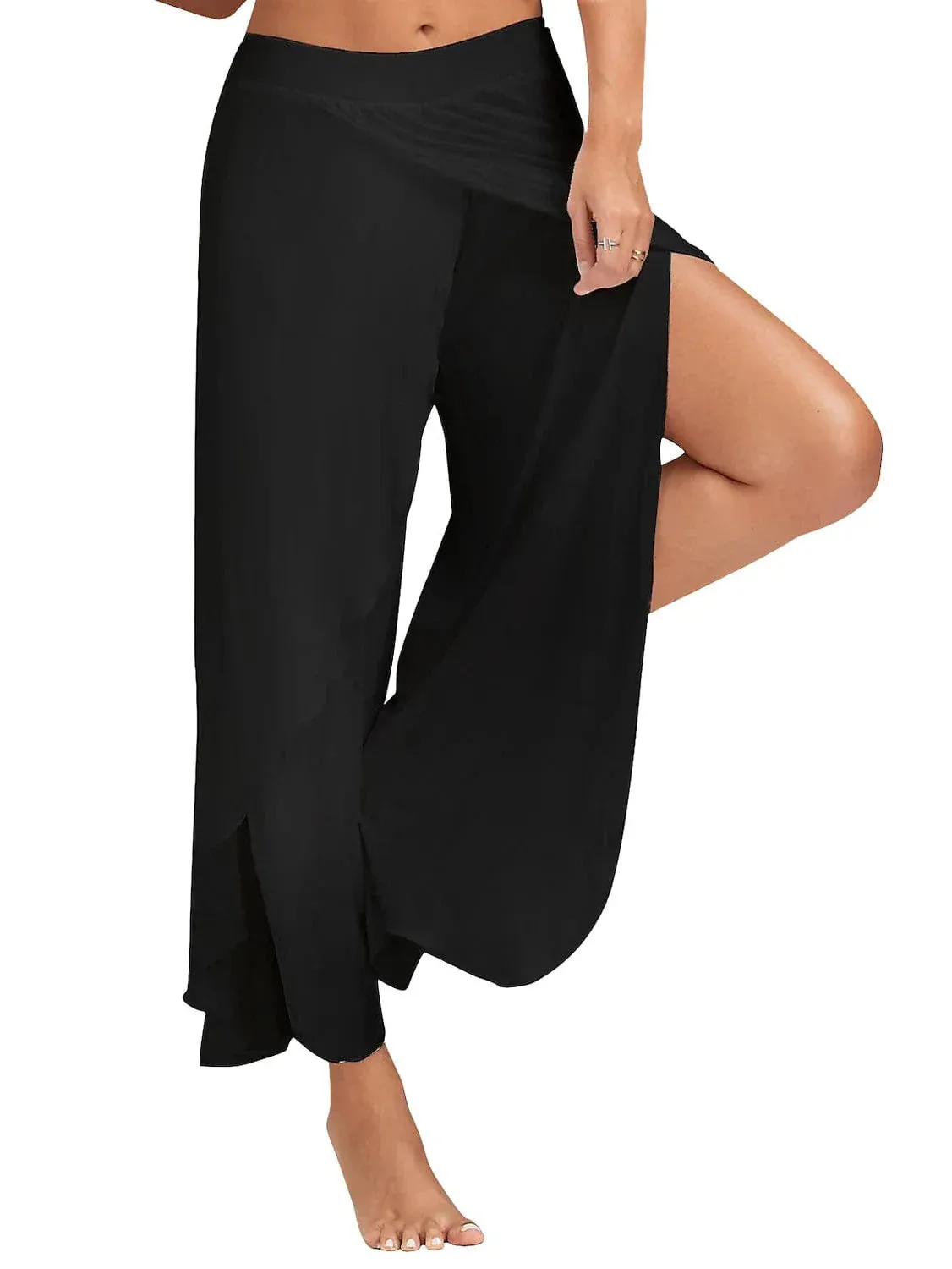 Ruffled Layer Women's Wide Leg Chinos Culottes