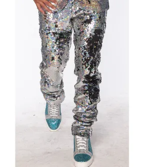 Sequin Pants, Silver