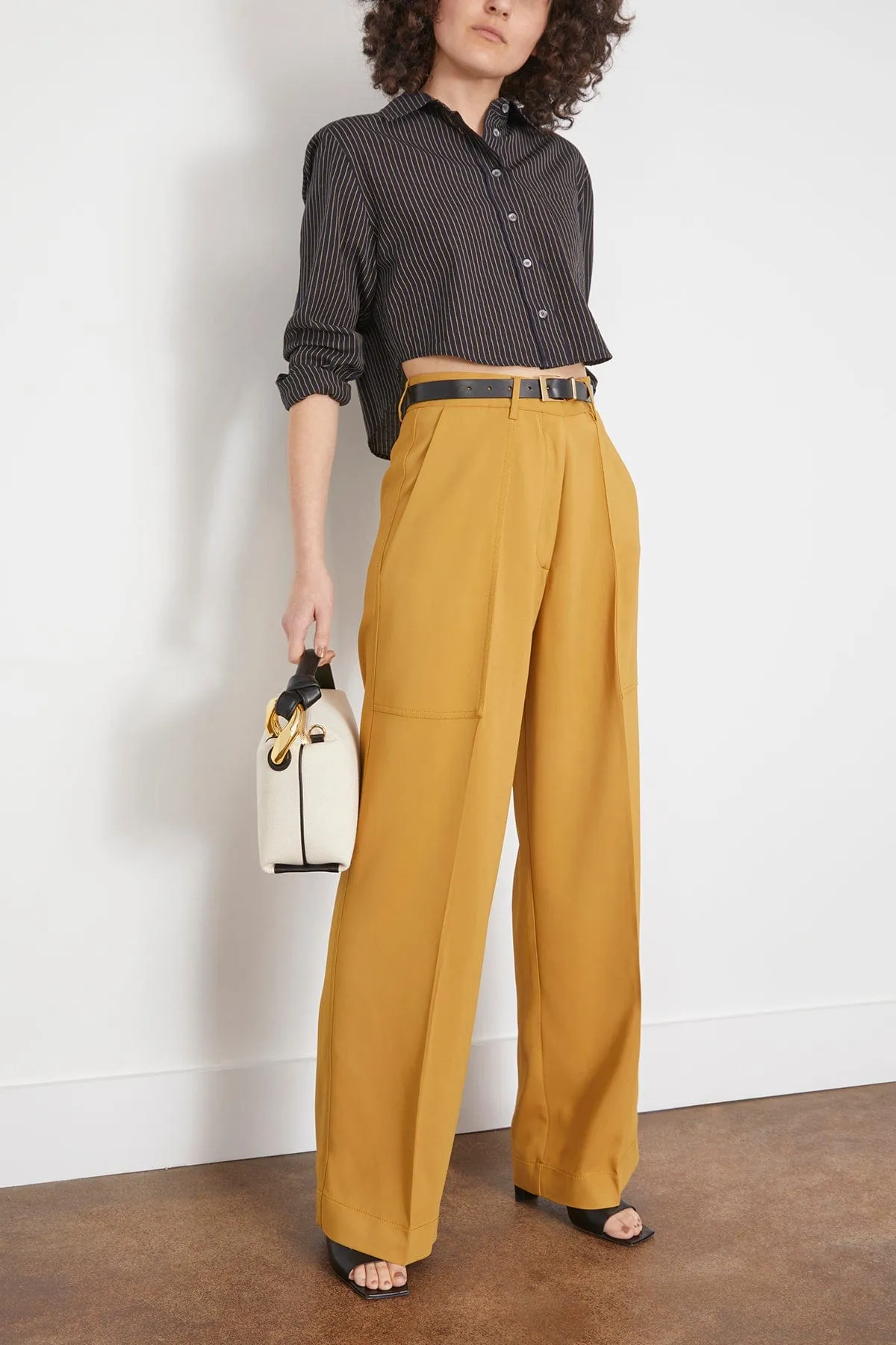 Stretch Crepe Cady Cargo Pants in Honey