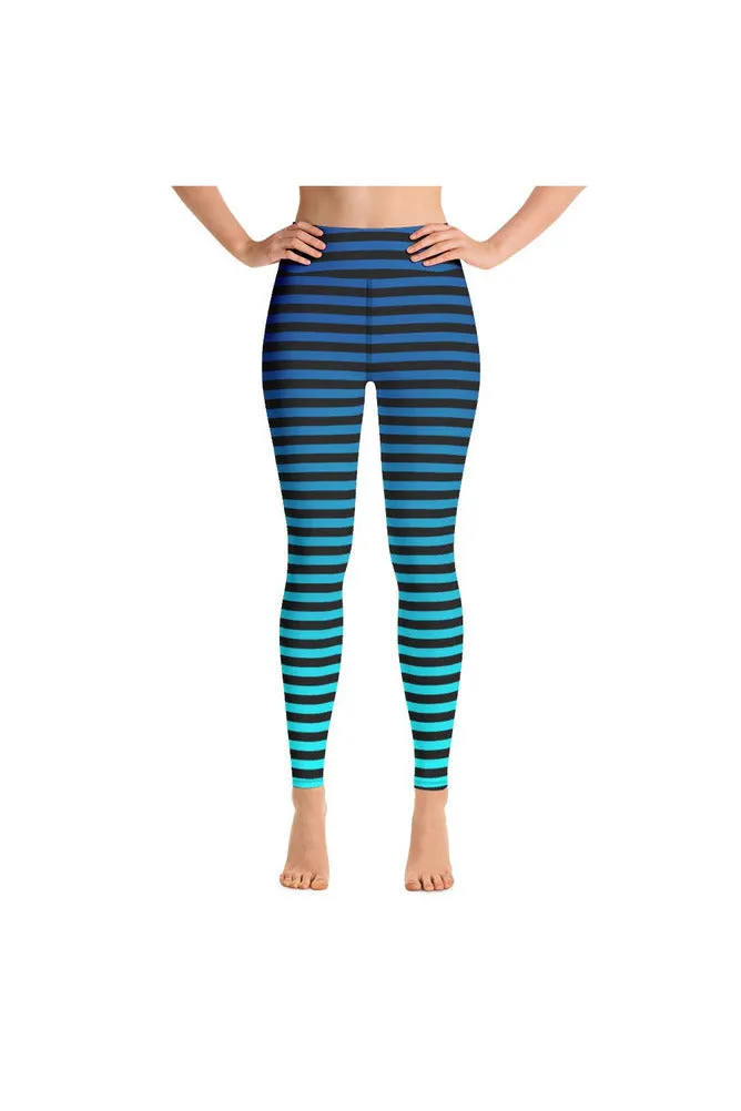 Striped Shades of Blue Yoga Leggings