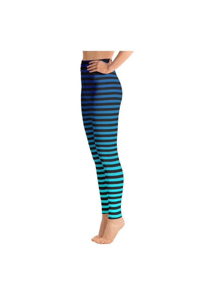 Striped Shades of Blue Yoga Leggings