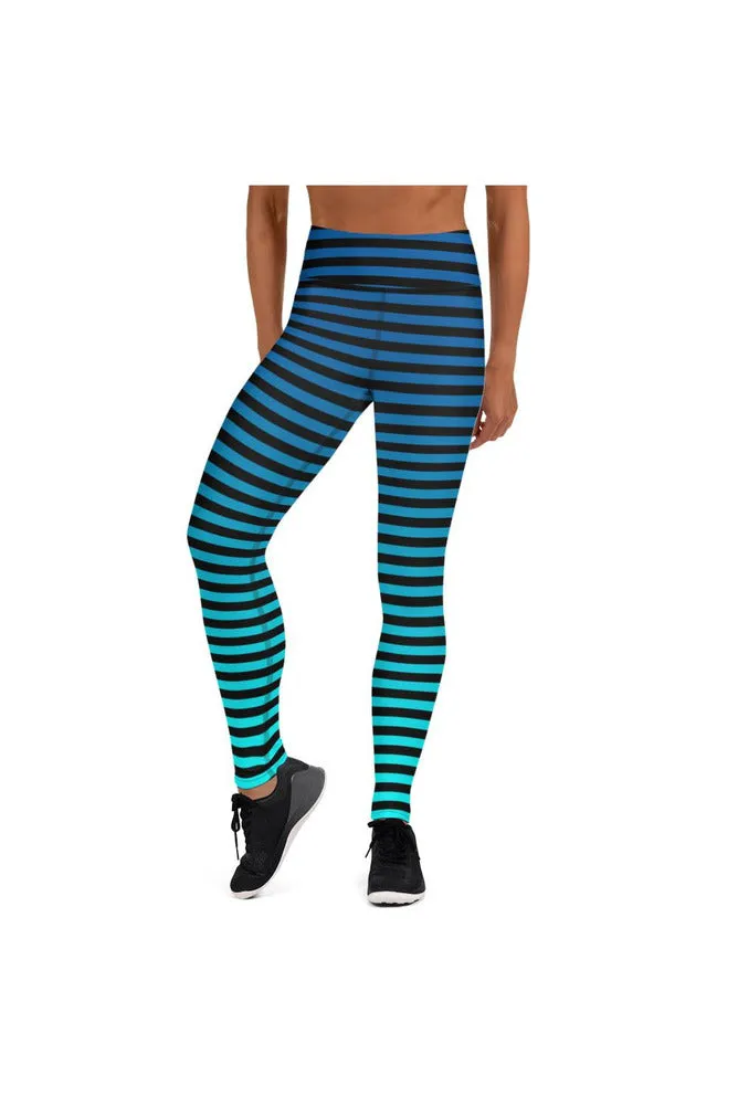 Striped Shades of Blue Yoga Leggings