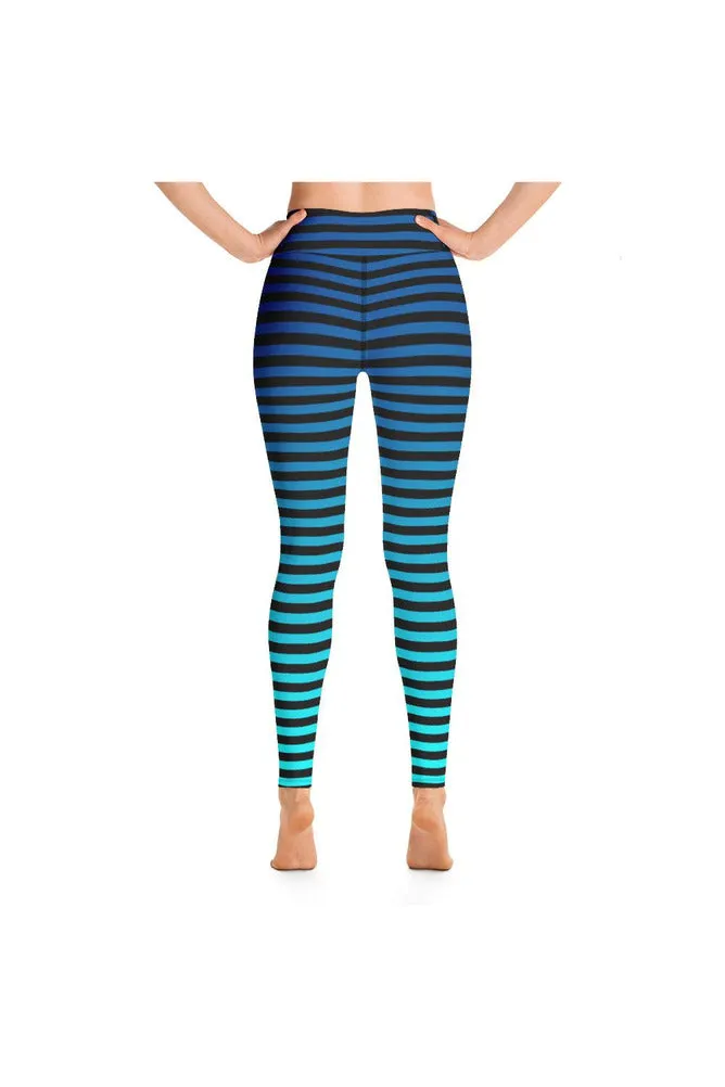 Striped Shades of Blue Yoga Leggings