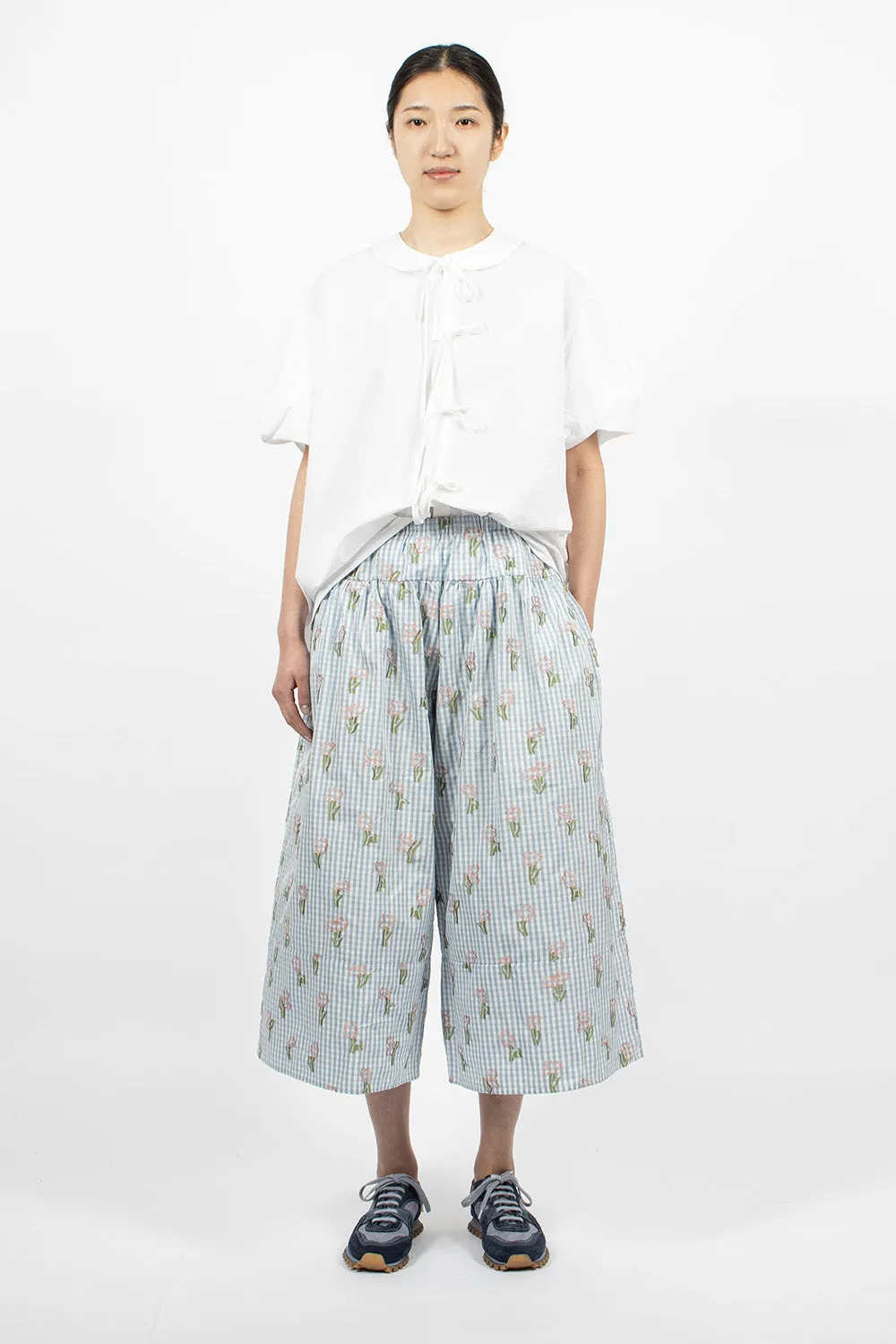 Sweet Culotte Blue Check Flower