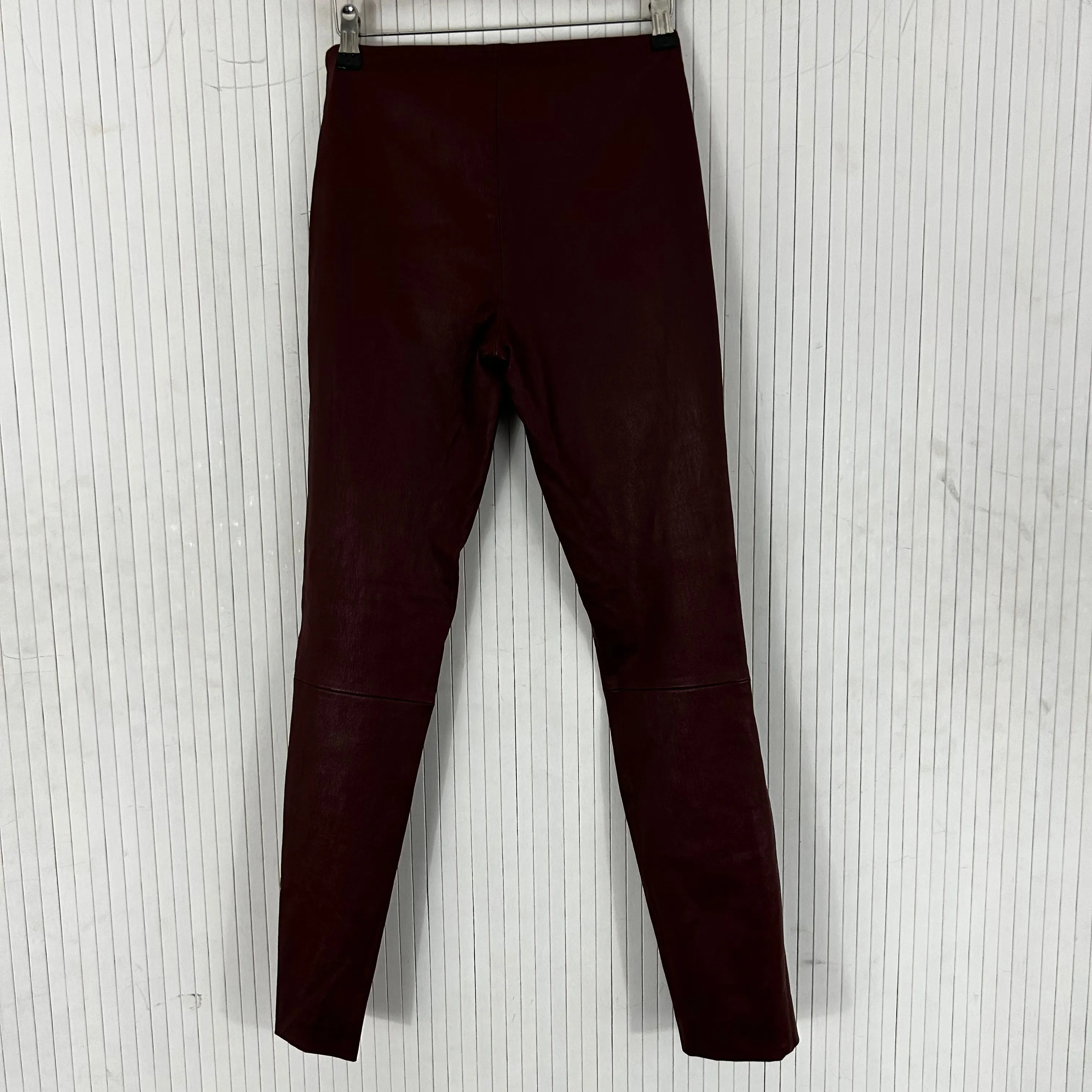 The Row 1800 Burgundy Lambskin Silk-Lined Leggings XS