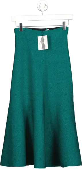 Victoria Beckham Green Body Flared Lurex Skirt UK 8