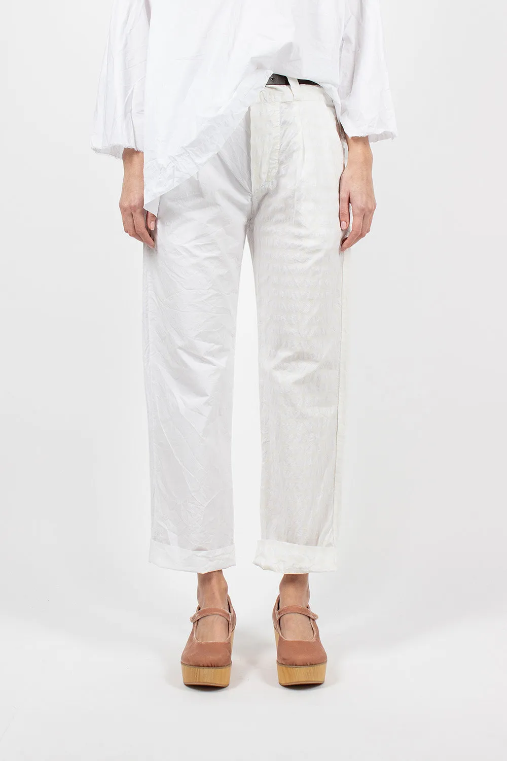 Washed Cotton Straight Leg Pant White