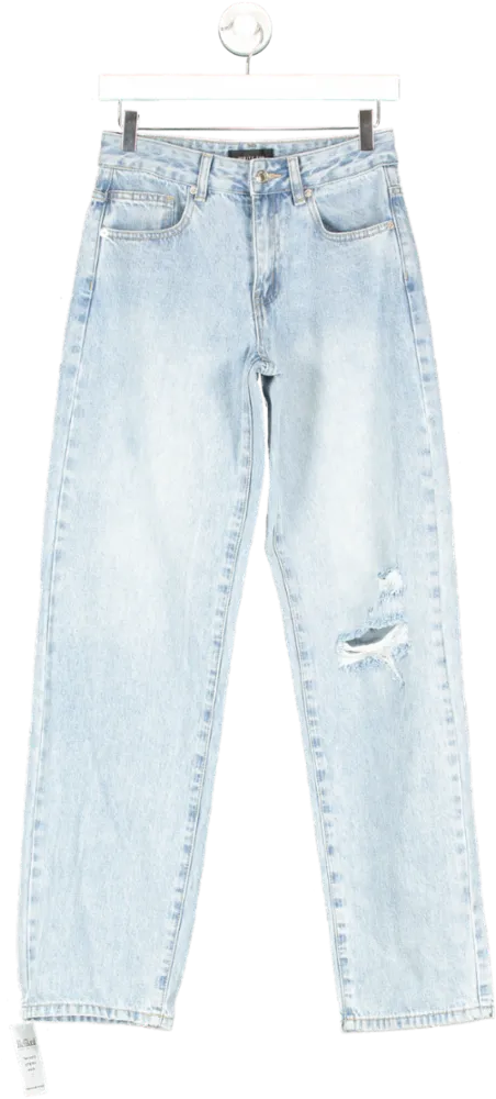 White Fox Blue Out Too Late Straight Leg Jeans UK XS