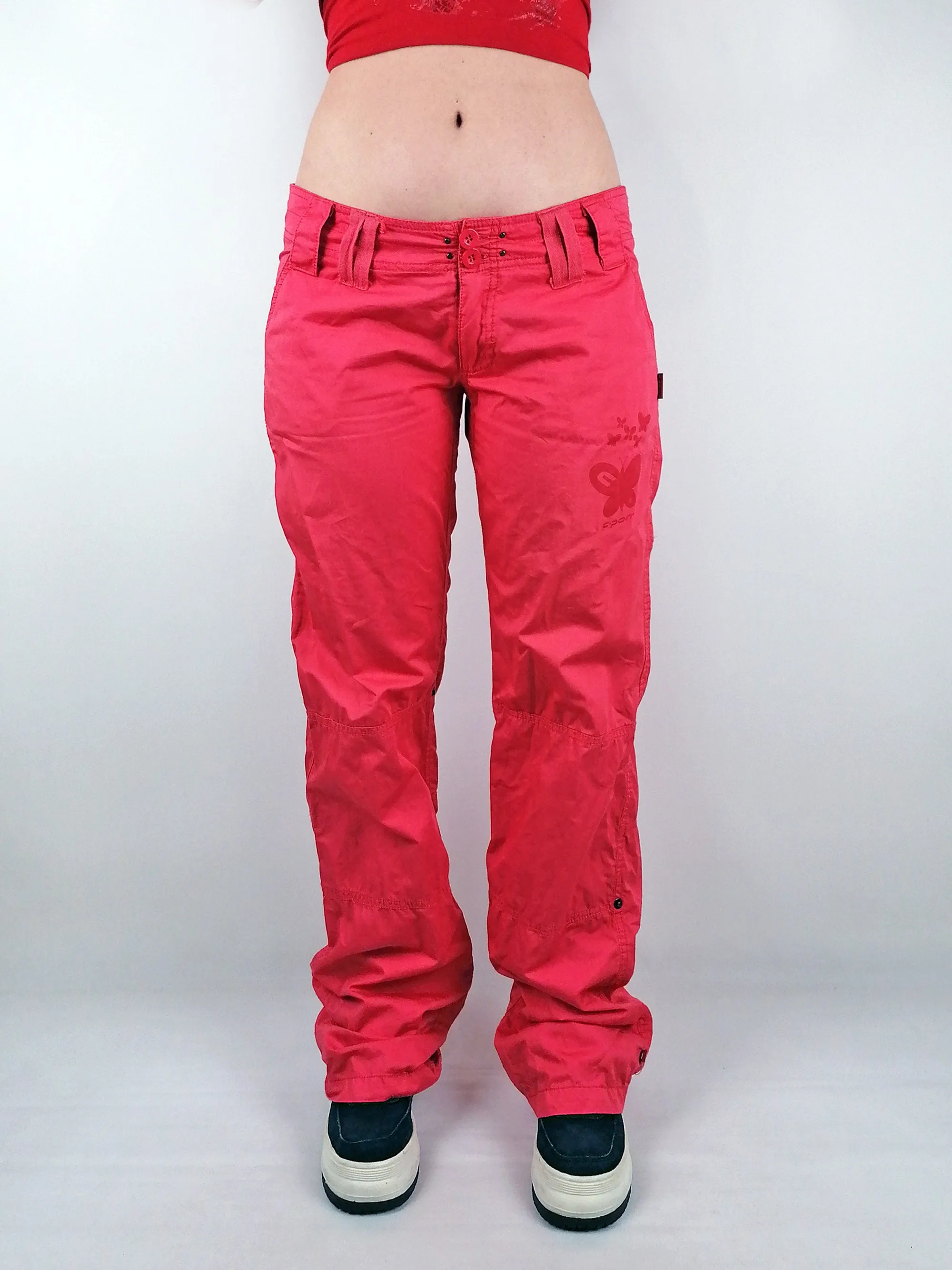 Y2K Soft Shell Low-Waist Pink Cargo Pants - size L