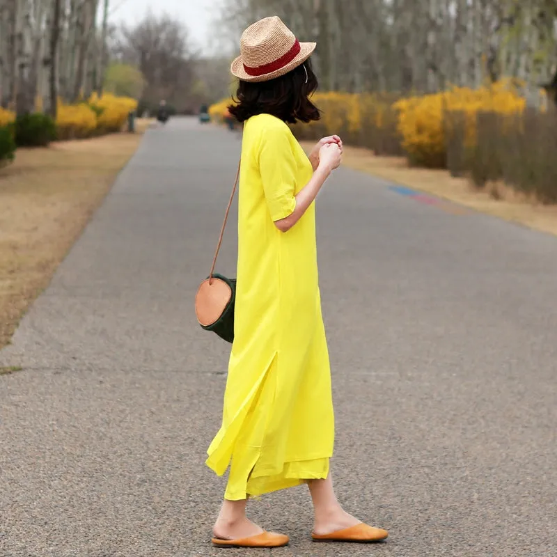 Yellow Women Dresses Casual Summer Women Dresses Long Women Dresses MDYP9759