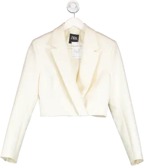 ZARA Cream Cropped Button Detail Blazer UK S