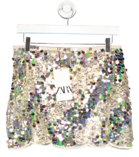 ZARA Multicoloured Sequin Knit Mini Skirt UK S