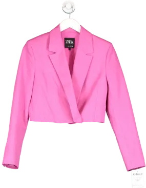 ZARA Pink Twist Front Cropped Blazer UK S